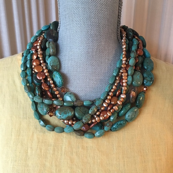 HP 1/17 💟 Turquoise Pearls Sterling Necklace - Picture 8 of 8